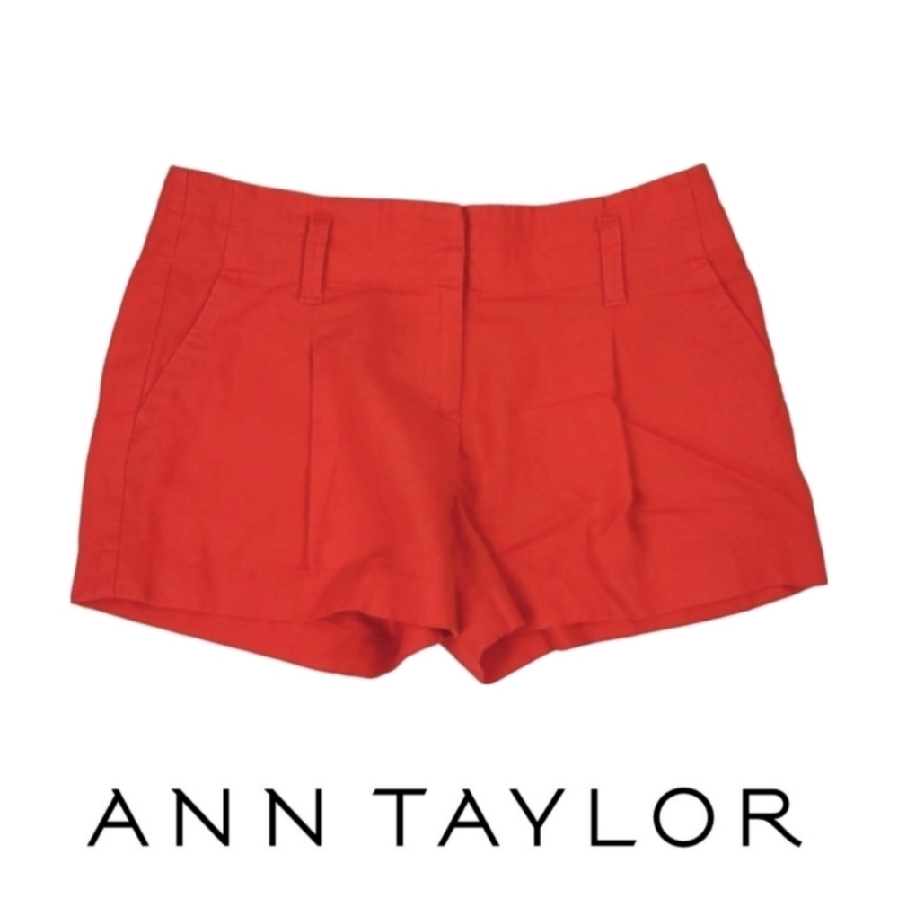 Ann Taylor Linen Blend Shorts in Bright Red, Size 2